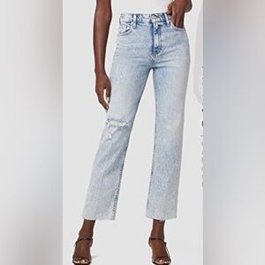 Hudson Jeans Remi Straight Cropped Denim, Raw Hem, Acid Washed Size 26